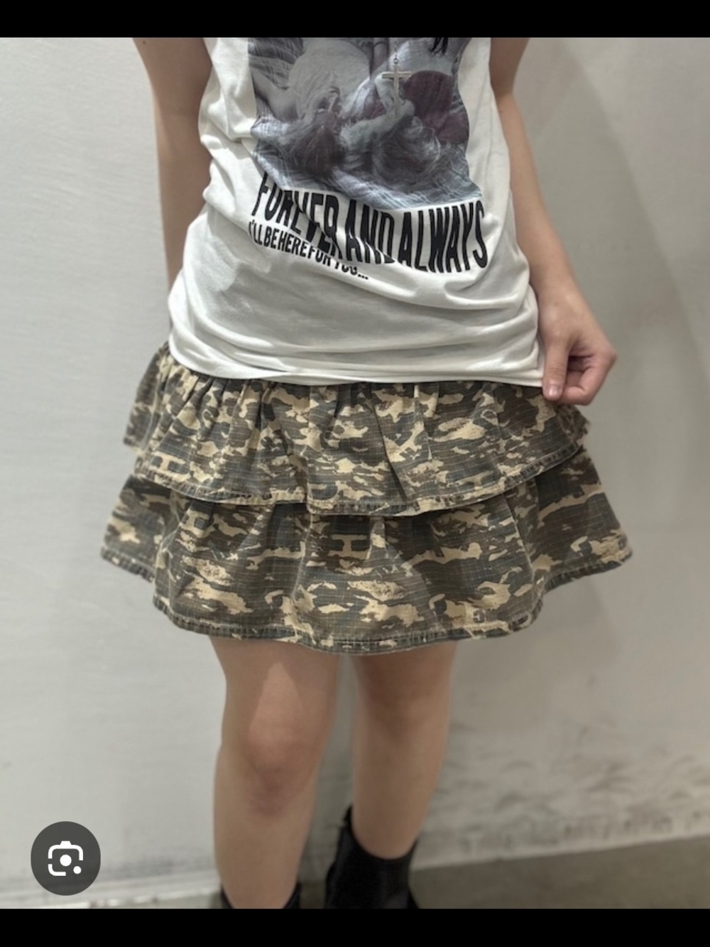 Tiered Camouflage Mini Skirt - Green Camo